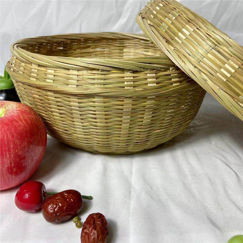 竹篮子竹编制品家用带盖竹筐簸箕
