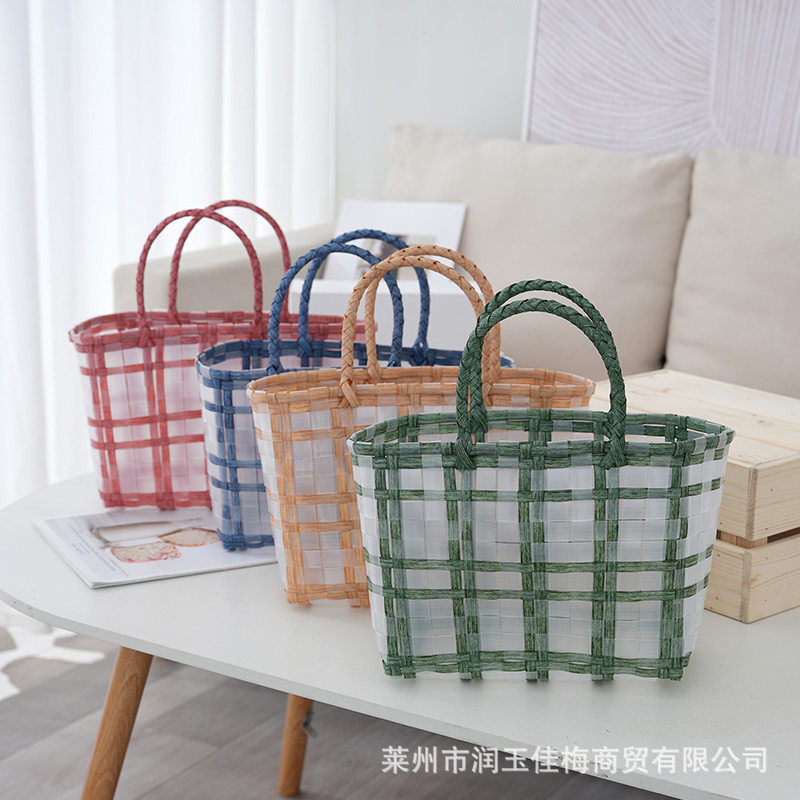 厂家批发透明塑编包小清新塑编果冻包伴手里塑编包DIY手工包跨境