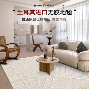 进口土耳其无胶地毯纯色轻奢高级侘寂风客厅卧室沙发毯 丽雅蜜新款