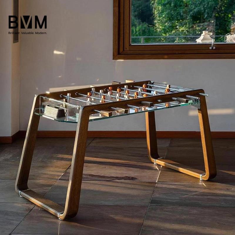 透明钢化水晶玻璃实木桌上足球机亚克力标准成人桌上足球台