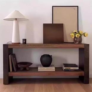 中古风玄关台玄关桌侘寂风复古实木条案过道走廊端景台北欧玄关柜