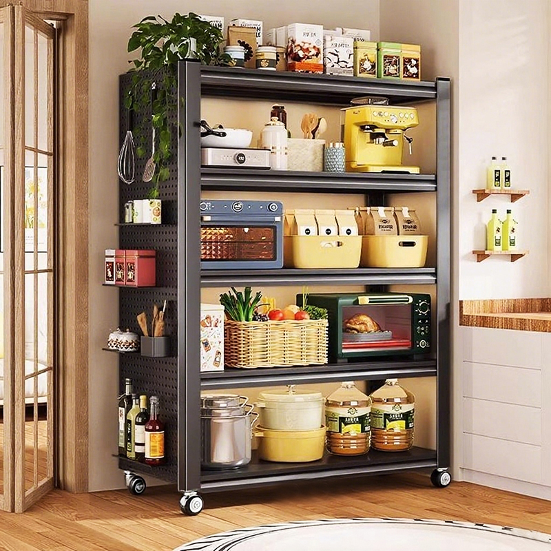 家用厨房微波炉置物架钢制货架落地多层收纳层架阳台客厅夹缝置物