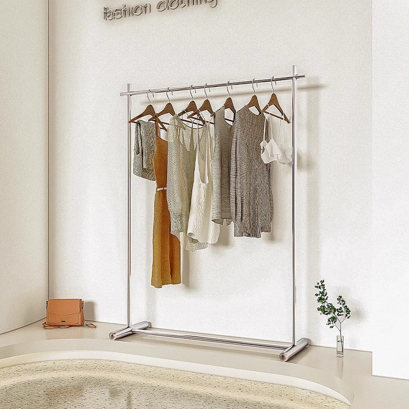 服装店展示架落地式不锈钢银色简约陈列架女装中岛货架童装挂衣架