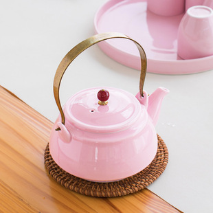 陶瓷茶具滤网花茶壶单壶冲茶器 青瓷大号提梁壶家用过滤泡茶壶中式