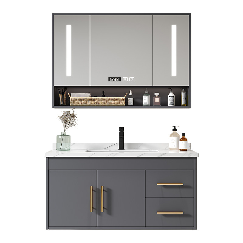 实木现代岩板浴室柜智能洗手盆柜洗脸盆洗漱台盆柜