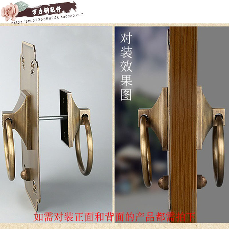 中式仿古大门把手民宿别墅门拉手环玻璃门对门实木门复古铜拉手