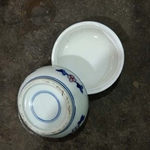 哥窑片陶瓷粉盒 仿古片印签盒印泥盒 文芳装饰陈设用品