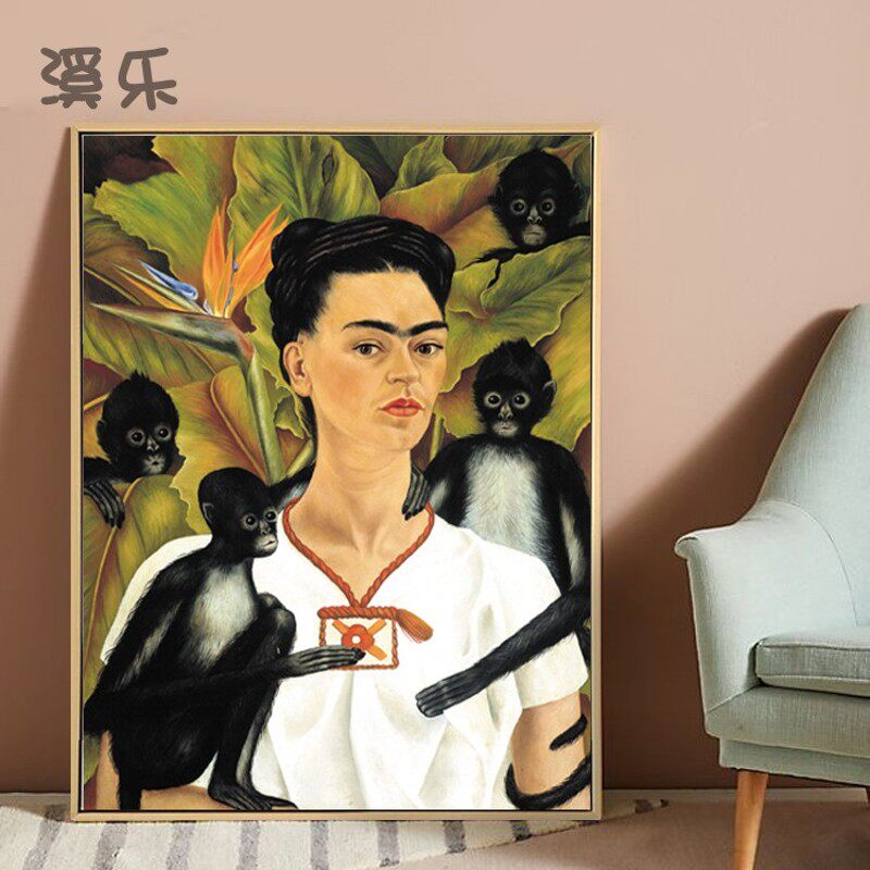 弗里达卡罗自画像墨西哥物装饰画挂画电表箱画