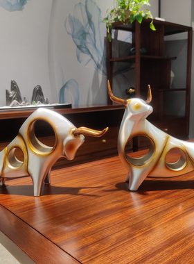 创意抽象牛摆件客厅电视柜酒柜玄关隔断办公室桌面装饰品软装摆设
