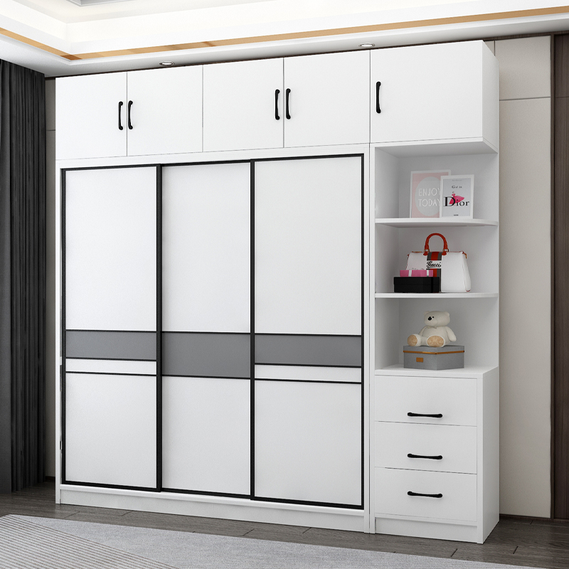 全实木衣柜家用卧室推拉门现代简约出租房用2023爆款儿童简易衣橱