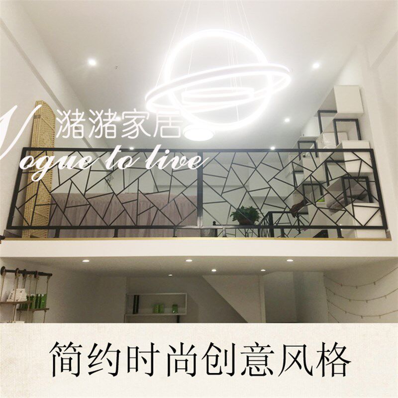 现代铁艺阳台飘护栏阁楼装饰走廊栏杆室内别墅扶手