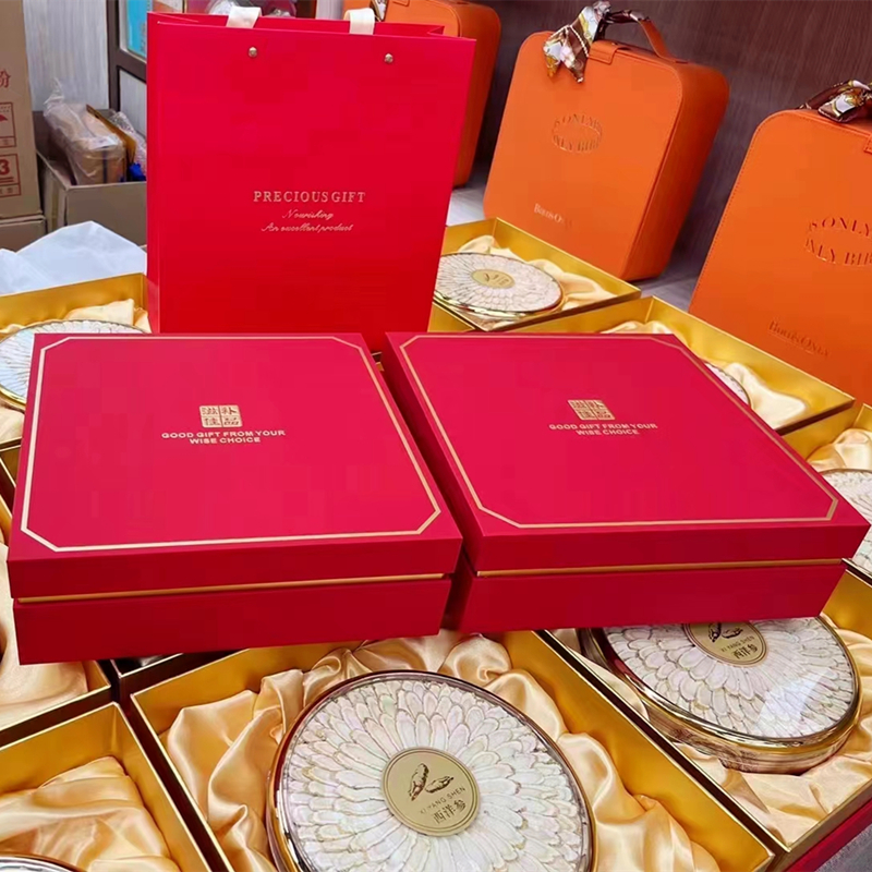 四宝包装盒高档红色滋补佳品空纸盒参茸石斛元贝燕窝通用拼礼品盒