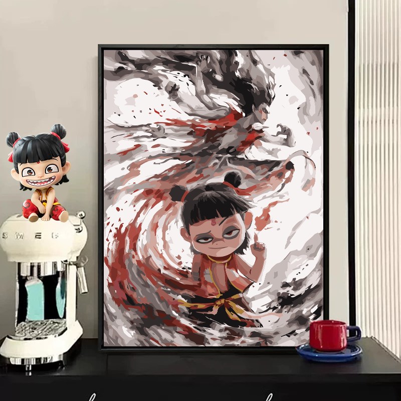 哪吒2之魔童闹海l数字油画diy填充填色手工绘卡通敖丙烯装饰画图片