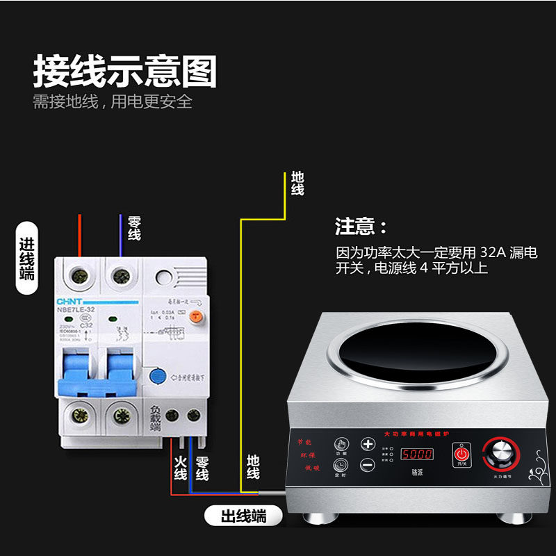 骆派商用电磁炉凹面W大功率电磁灶炒菜家用爆炒电炉食堂饭店
