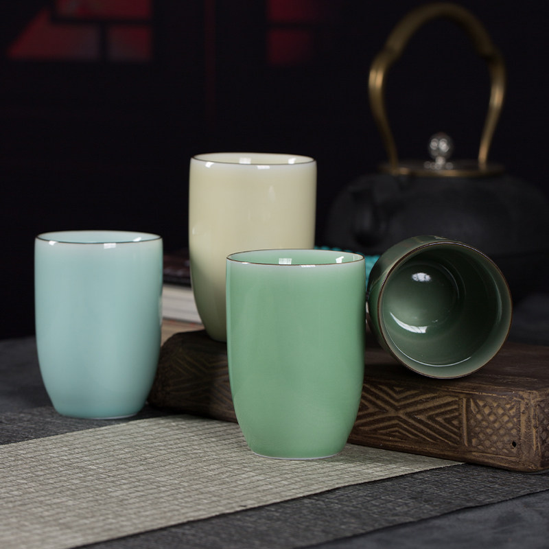 龙泉青瓷办公室待客水杯装茶杯杯品茗杯杯大美泡茶杯