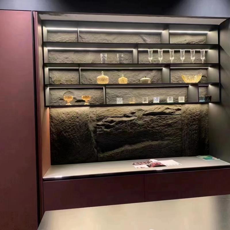 弧形层板金属展示柜电视背景嵌入式壁龛装饰钢板置物柜定制