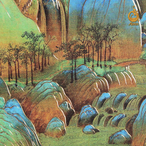铜雕画千里江山竖幅挂画中式装饰画玄关画壁画风景客厅山水画
