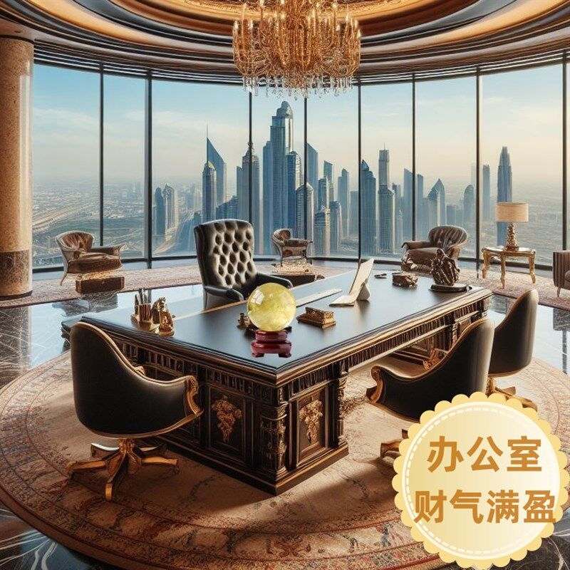 天然黄水晶球水晶能量球家居办公业装饰招财送底座