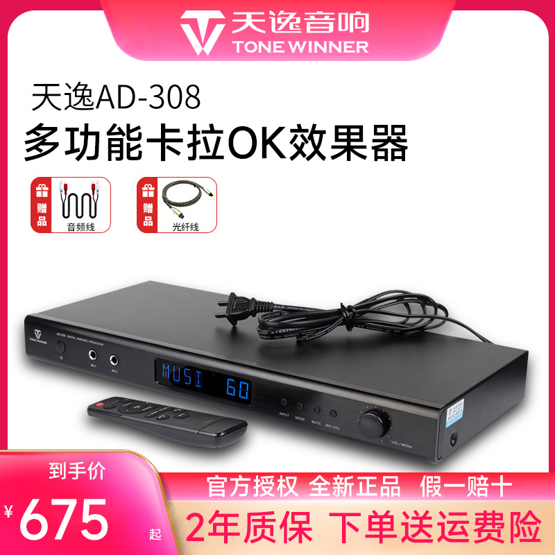 天逸AD-308多功能专业卡拉ok混响器前级家用ktv数字前级效果器