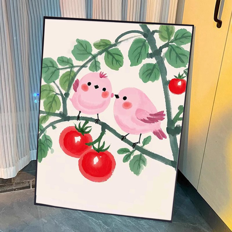 喜鹊数字油画手工dioy手绘丙烯涂色油彩填充装饰画画送礼卡通风景图片