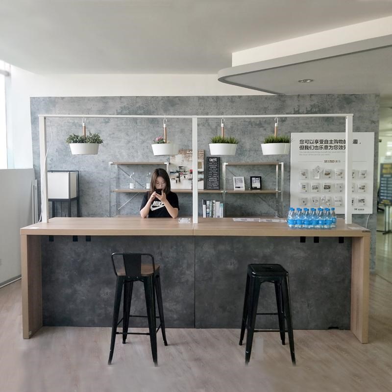 复古休闲区茶水间吧酒吧奶茶店咖啡厅吧台公司前台桌接待台