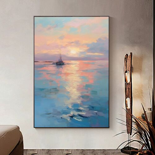 浪漫夕阳油画手绘家居墙壁装饰艺术品客厅沙发背景墙落地画玄关画