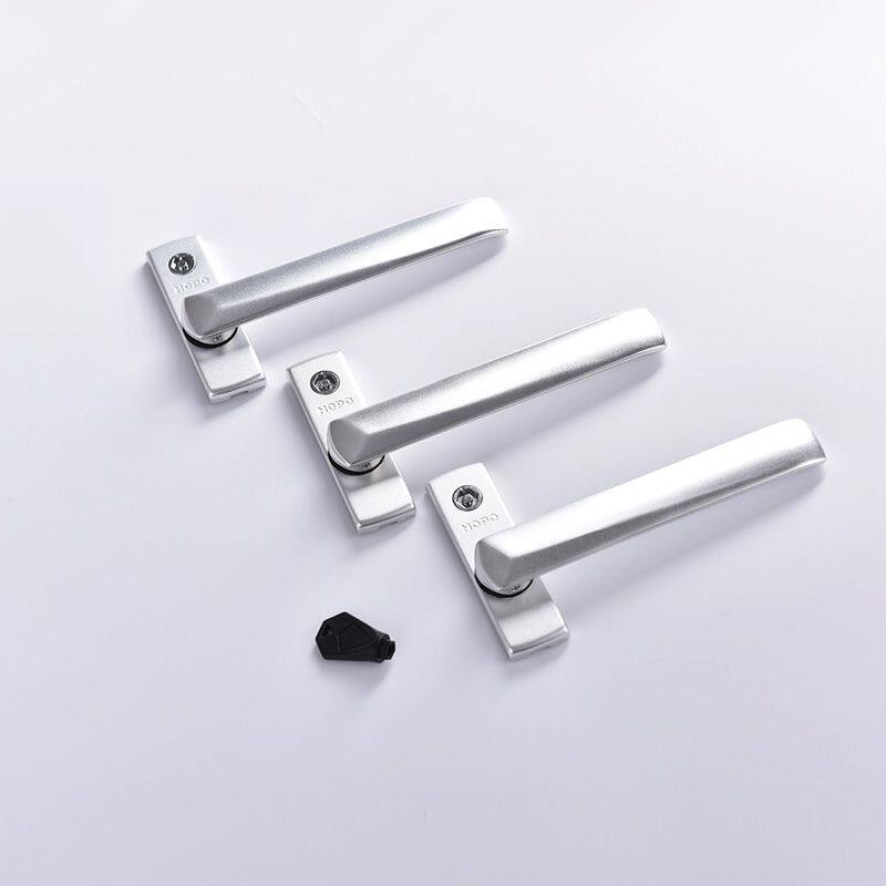 HOPO薄款铝合金窗户把手带儿童安全锁平窗方轴执手拉手PH175