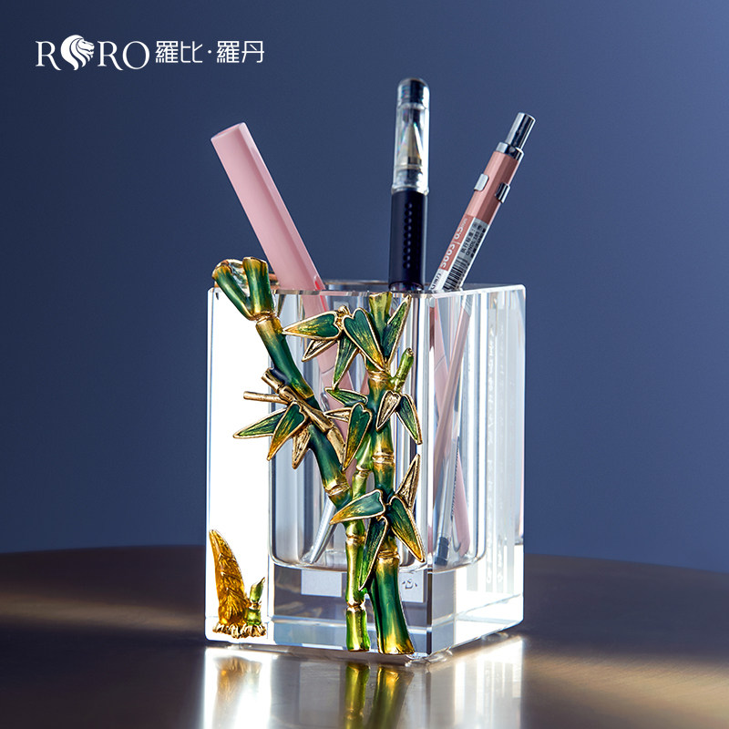 罗比罗丹珐琅彩工艺升笔筒办公桌创意商务礼品