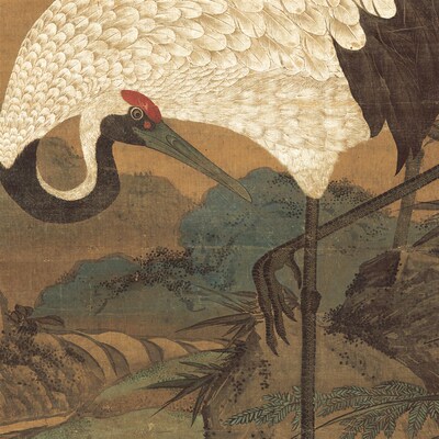 童垲松鹤延年图中式客厅中堂挂画玄关茶室祝寿动物装饰画高