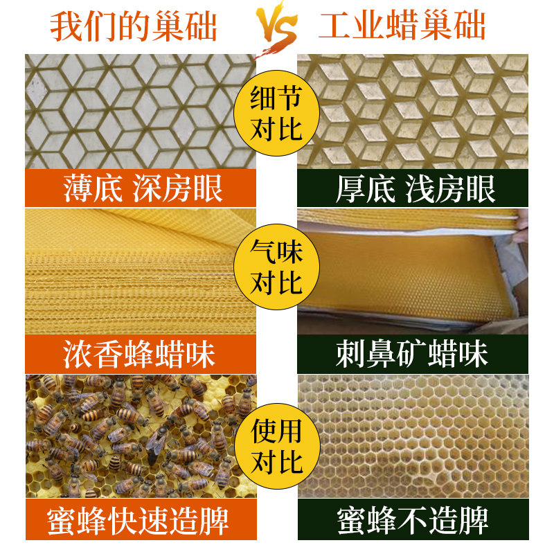 陆丰纯蜂蜡中蜂巢础蜜蜂天然深房巢脾蜂蜡皮巢脾巢皮中蜂深房巢基