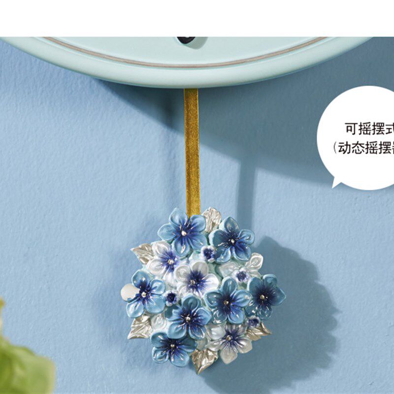 欧式创意静音挂钟时尚田园摇摆客厅钟表婚庆装饰艺术挂表石英钟