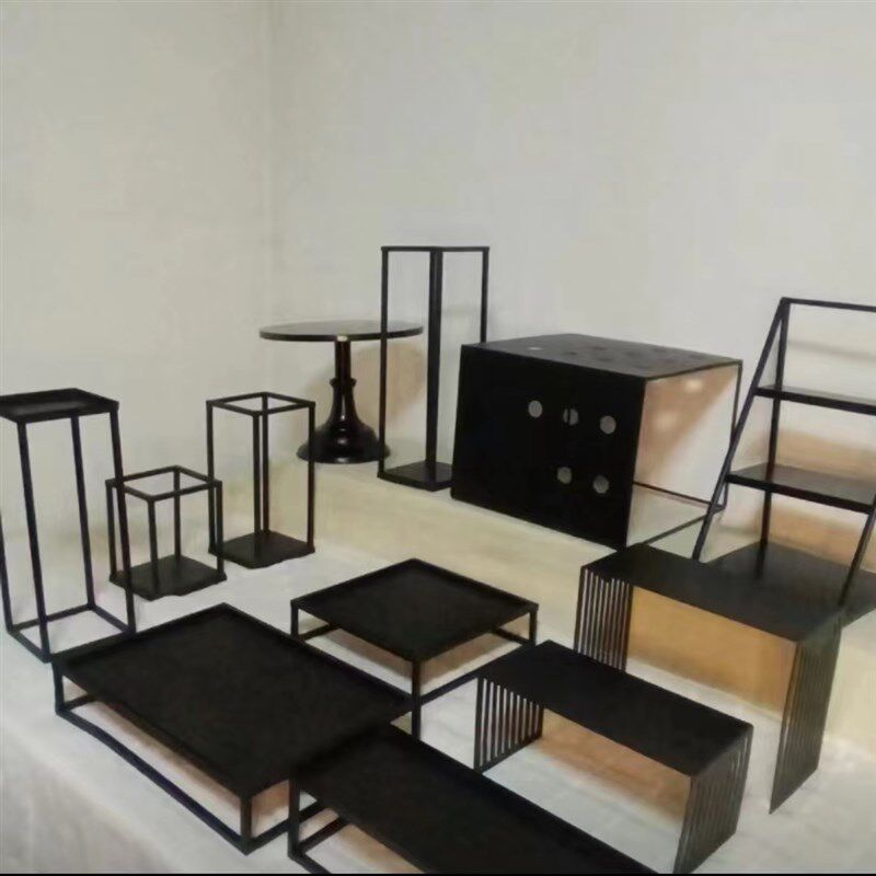 黑金色甜品台展示架摆台十二件架茶歇展示架商务摆台
