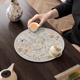 硅藻泥茶杯垫吸水隔热餐垫家用吧台圆N形咖啡垫防滑餐桌碗 新中式