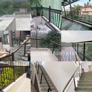 定制立柱玻璃楼梯扶手护栏铝合金阳台栏杆别墅园围栏铁艺