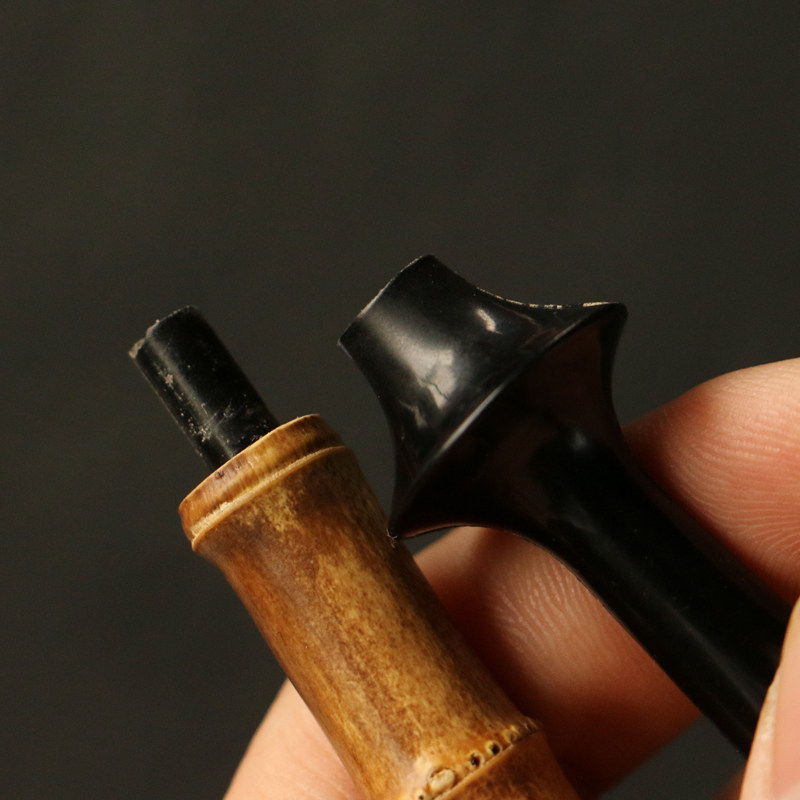 精品纯手工制作天然满钉紫竹根小烟嘴竹雕竹制过把玩小烟袋烟斗