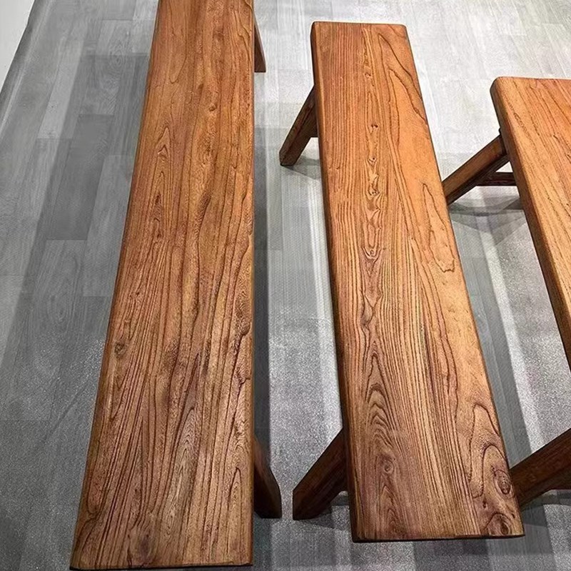 泊逸长条凳长板凳实木老式仿古家用复古佗寂风老榆木矮凳