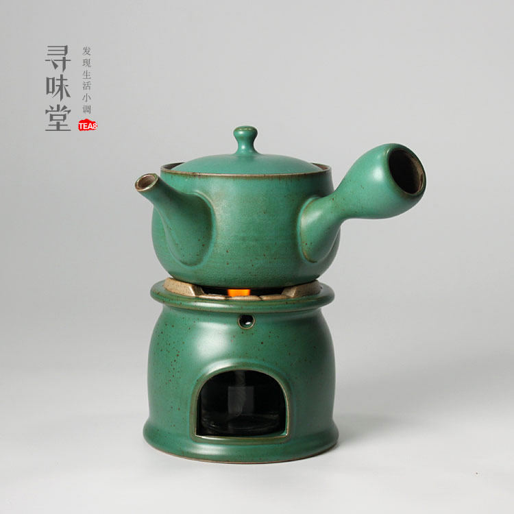 优质粗陶煮茶壶暖茶炉 官窑窑变釉酒精炉温茶煮茶器 茶道茶具