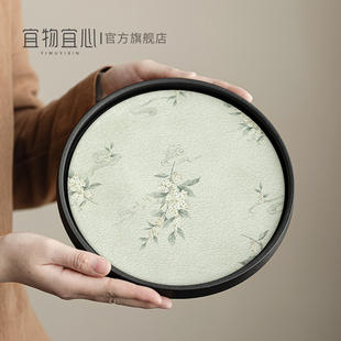桂花手绘陶瓷h壶承创意国潮风小号干泡盘茶承家用简约托盘茶道配