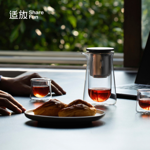 适放隔热双层玻璃飘逸杯泡茶壶办公室一键过滤茶水分离懒人泡茶器