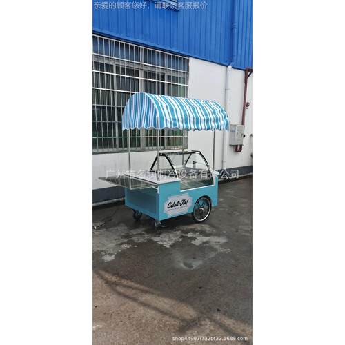 流动推车式8花盘冰激可凌花925用车 商带水龙头硬冰淇淋车展示柜D