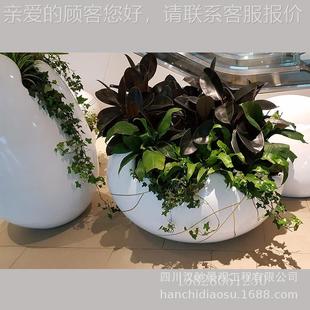 玻璃钢鹅暖石花箱商场中719圆庭美陈合式 形花雕塑种植瓶器组摆件