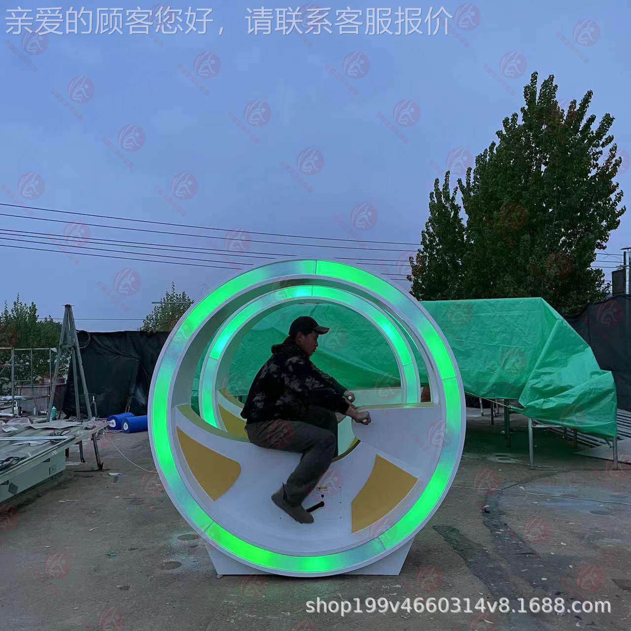乐外网红游场无动力泉单车 亲子1017-3乐喷园夜室市引流装置暖场