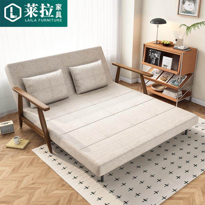 简约铁艺沙发床坐卧两用出租房客厅多功能可折叠科技布1.5米直排