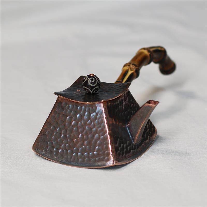 铜壶侧把泡茶壶小四方迷你壶纯手工刻花紫铜茶壶复古中式功夫茶壶