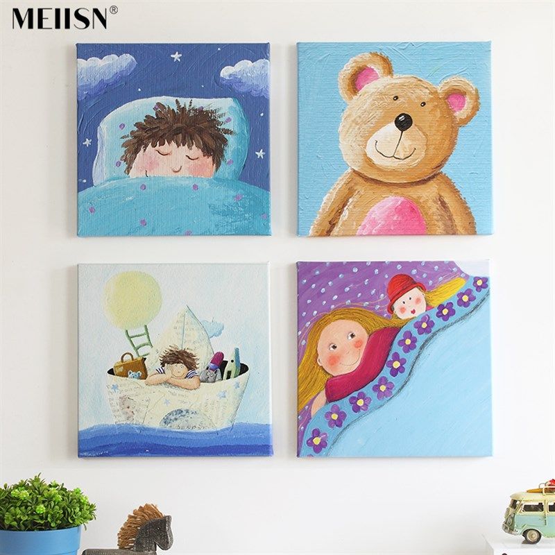 你儿童房卧室装饰画壁画床头挂画墙画框画画帆布画