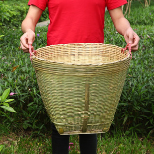 大号竹箩筐竹篮畚箕筛子演出道具扁担筐采茶粮食喜事水果竹编制品