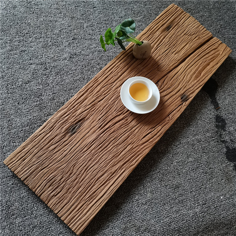 老榆木原生态实木干泡茶盘茶整块风化木板茶台老木头拍照背景板