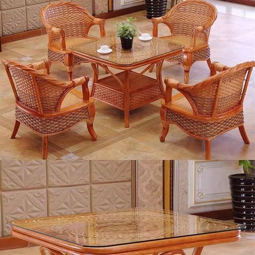 藤椅三件单人茶几椅子靠背编织实木椅藤编阳台休闲桌椅