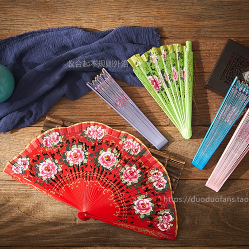 双面绘画Anita木扇定制 西班牙扇子 订做舞蹈扇 木扇  古典折叠