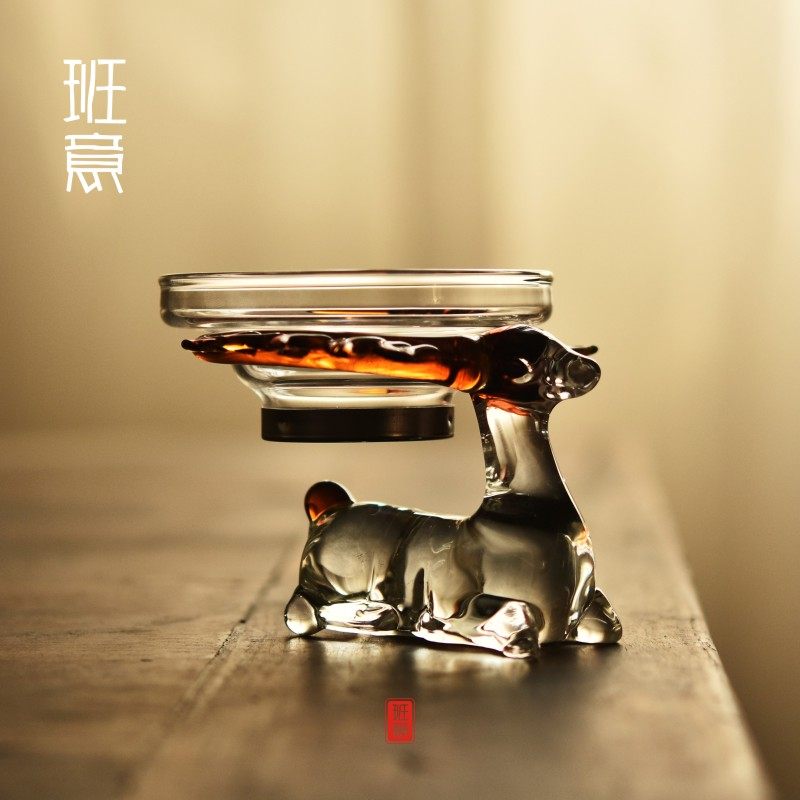 玻璃茶漏创意梅花鹿茶叶过滤器漏斗网茶隔托架可爱功夫茶具配件图片